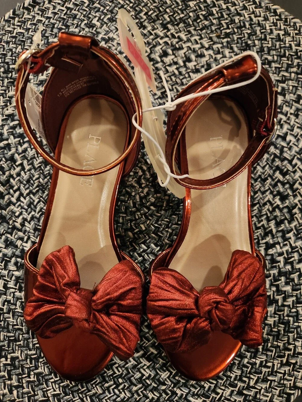 NWT Girl's Red Bow Ankle-Strap Block Heel Shoes, Size 13